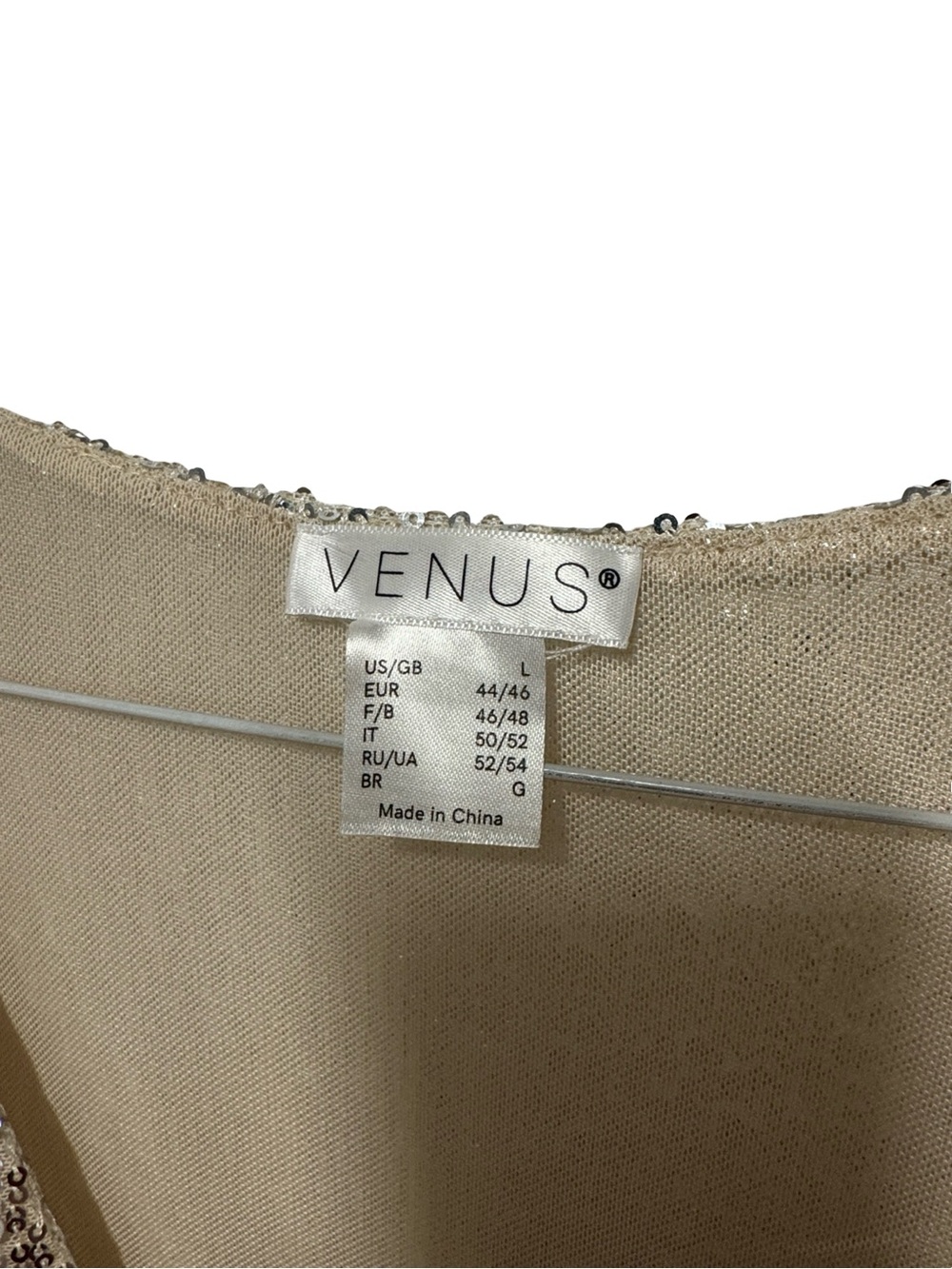 VENUS Sequin Short Sleeve Deep V Cocktail Dress in Champagne - Picture 4 of 5